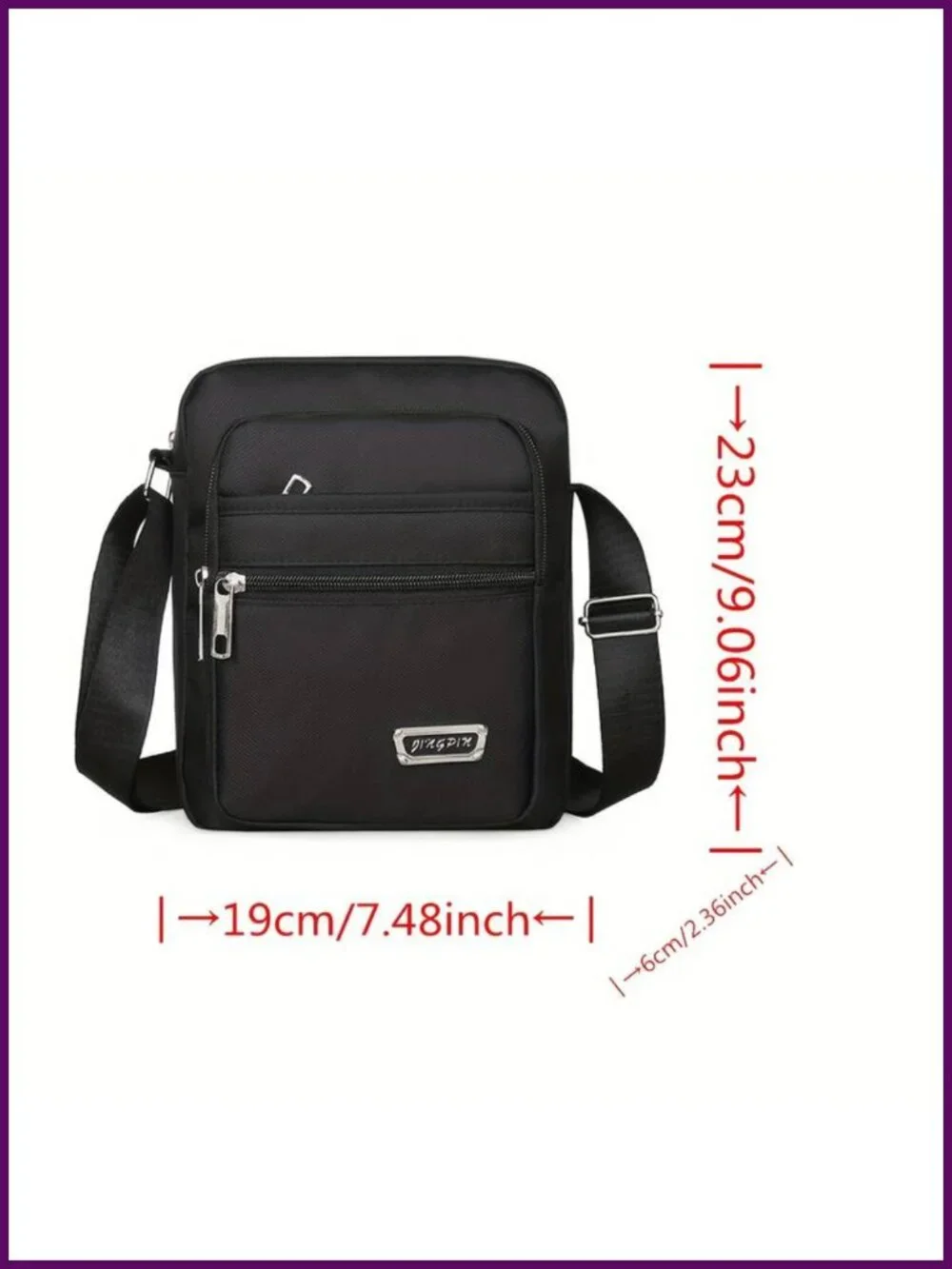 Men's Casual Crossbody Sling Bag Durable Fabric Multi-Pocket